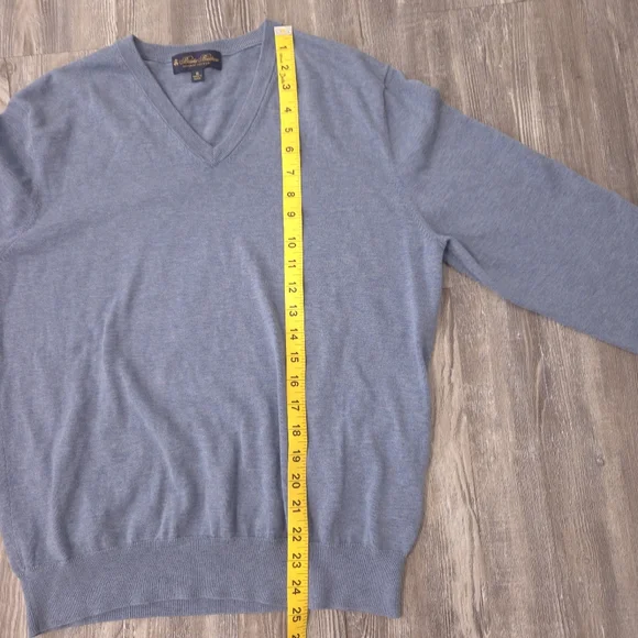 Brooks Brothers Sweater Mens Medium Gray 100% Cotton Pullover V Neck V - Picture 9 of 10